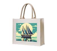lootpe Sailboat Ship Landscape Print Tote Bag, Personalized Present Bag, Canvas Beach Travel Bag, Shopping Bags, Gift For Women Mom