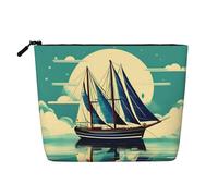 lootpe Sailboat Ship Landscape Print Travel Makeup Bag, Large Capacity Cosmetic Bags For Women, Portable Cosmetic Bag, Toiletry Bag