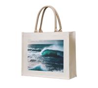 lootpe Scenic Sea Water Print Tote Bag, Personalized Present Bag, Canvas Beach Travel Bag, Shopping Bags, Gift For Women Mom