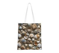 lootpe Seashells Sand Print Aesthetic Canvas Tote Bag, Lightweight Tote Bag, Reusable Grocery Bags, For Shopping Gym Work