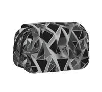 lootpe Silver Geometric Figure Print Large Capacity Pencil Case,Marker Pouch, Stationery Organizer Pouch,Portable Office Pen Bag