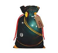 Lootpe Solar System Jupiter Saturn Print Large Christmas Gift Bags,Reusable Holiday Bags For Gifts,Drawstrings Burlap Goody Gift Bags