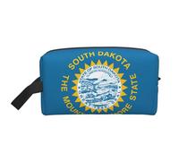Lootpe South Dakota Flag Print Makeup Bag, Portable Travel Makeup Pouch, Toiletry Organizer, Large Make Up Bag For Women