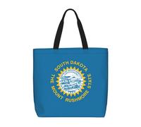 Lootpe South Dakota Flag Print Tote Bag For Women, Work Handbags, Large Capacity Casual Shoulder Handbags, For Travel Gym