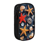 Lootpe Starfish And Seashell Pattern Print Pencil Case,Storage Bag, Large Capacity Pencil Box, Portable Office Pen Bag With Zipper
