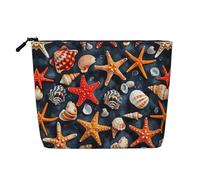 lootpe Starfish And Seashell Pattern Print Travel Makeup Bag, Large Capacity Cosmetic Bags For Women, Portable Cosmetic Bag, Toiletry Bag