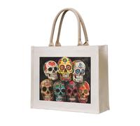 lootpe Sugar Skulls Print Tote Bag, Personalized Present Bag, Canvas Beach Travel Bag, Shopping Bags, Gift For Women Mom