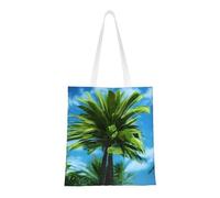 lootpe Summer Palm Tree Print Aesthetic Canvas Tote Bag, Lightweight Tote Bag, Reusable Grocery Bags, For Shopping Gym Work