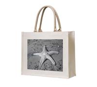 lootpe Summer Starfish Seashell Print Tote Bag, Personalized Present Bag, Canvas Beach Travel Bag, Shopping Bags, Gift For Women Mom