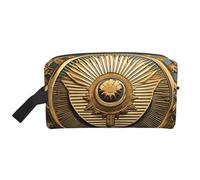Lootpe Sun Old Egyptian Timeless Grace Print Makeup Bag, Portable Travel Makeup Pouch, Toiletry Organizer, Large Make Up Bag For Women