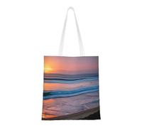 lootpe Sunset Beach Print Aesthetic Canvas Tote Bag, Lightweight Tote Bag, Reusable Grocery Bags, For Shopping Gym Work