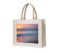 lootpe Sunset Beach Print Tote Bag, Personalized Present Bag, Canvas Beach Travel Bag, Shopping Bags, Gift For Women Mom