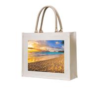 lootpe Sunset Hawaiian Palm Tree Print Tote Bag, Personalized Present Bag, Canvas Beach Travel Bag, Shopping Bags, Gift For Women Mom