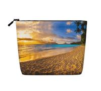 lootpe Sunset Hawaiian Palm Tree Print Travel Makeup Bag, Large Capacity Cosmetic Bags For Women, Portable Cosmetic Bag, Toiletry Bag