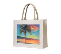 lootpe Sunset Palm Print Tote Bag, Personalized Present Bag, Canvas Beach Travel Bag, Shopping Bags, Gift For Women Mom
