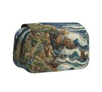 lootpe The Seaside Lighthouse Print Large Capacity Pencil Case,Marker Pouch, Stationery Organizer Pouch,Portable Office Pen Bag