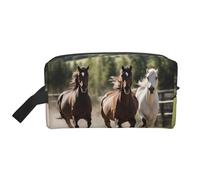 Lootpe Three Running Horses Print Makeup Bag, Portable Travel Makeup Pouch, Toiletry Organizer, Large Make Up Bag For Women