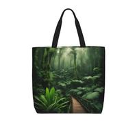 Lootpe Tropical Rainforest Print Tote Bag For Women, Work Handbags, Large Capacity Casual Shoulder Handbags, For Travel Gym