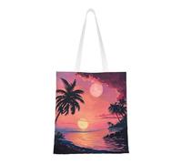 lootpe Tropical Sunset Print Aesthetic Canvas Tote Bag, Lightweight Tote Bag, Reusable Grocery Bags, For Shopping Gym Work