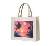 lootpe Tropical Sunset Print Tote Bag, Personalized Present Bag, Canvas Beach Travel Bag, Shopping Bags, Gift For Women Mom
