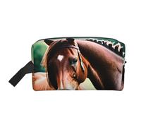 Lootpe Two Horses Print Makeup Bag, Portable Travel Makeup Pouch, Toiletry Organizer, Large Make Up Bag For Women