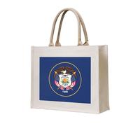 lootpe Utah Flag Print Tote Bag, Personalized Present Bag, Canvas Beach Travel Bag, Shopping Bags, Gift For Women Mom