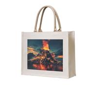 lootpe Volcano Print Tote Bag, Personalized Present Bag, Canvas Beach Travel Bag, Shopping Bags, Gift For Women Mom