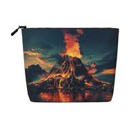 lootpe Volcano Print Travel Makeup Bag, Large Capacity Cosmetic Bags For Women, Portable Cosmetic Bag, Toiletry Bag
