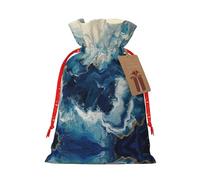 Lootpe Within The Tides Print Large Christmas Gift Bags,Reusable Holiday Bags For Gifts,Drawstrings Burlap Goody Gift Bags