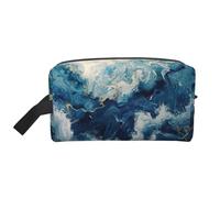 Lootpe Within The Tides Print Makeup Bag, Portable Travel Makeup Pouch, Toiletry Organizer, Large Make Up Bag For Women