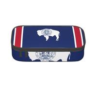 lootpe Wyoming State Flag Print Large Capacity Pencil Pouch, Office Stationery Organizer, Portable Pen Bag For Office