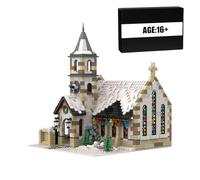 LootPop Christmas Church Building Block Set, Winter Country Church MOC Model of the Nativity Church, Unbuilt Architectural Model, Buy Ahead, 1769 Pieces