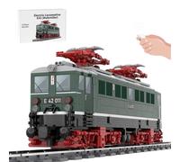 LootPop Electric Model Railway Kit, MOC-133607 Electric Locomotive E42 (Wooden Scooter) Model Building Block Set, Green Locomotive Exhibition Model (Speed Control, Dynamic Version/1375 Pieces)