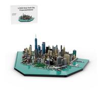 LootPop Manhattan Downtown Financial District Architecture Building Block Set, 1/2000 Scale City Building Street Scene Model, Can be Combined with Other New York Models, 10523 Pieces