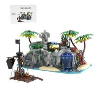 LootPop Medieval Pirate Island Building Block Set, MOC-225892 Medieval TAPU Island Building Block Set, Explore the Mysterious Cannibal Statues and Pirate Ships (1856 Pieces)