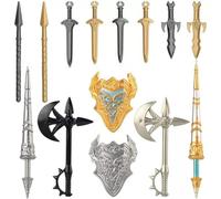 LootPop Medieval Round Table Knights Weapons Building Blocks Set - Sword & Shield Accessories for Mini Blocks (14PCS), Compatible with Major Block Brands 14PCS