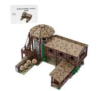 LootPop Medieval Village Modular Building Block Set, MOC-200427 Medieval Village - Archery Range, Unassembled Model, with Unfolded Tower, Wooden Stairs (4710 Pieces)