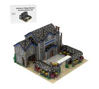 LootPop Medieval Village Modular Building Block Set, MOC-201061 Medieval Village Market, Unbuilt Model, A Busy Place with Many Stands and Products on the Door (8036 Pieces)