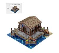 LootPop Medieval Village Modular Building Block Set, MOC-201488 Medieval Village Dork Unbuilt Model, A Pier by the Sea with Cargo and Bridges by the Water (2771 Pieces)