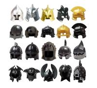 LootPop Mini Knight Figures Helmet Accessories, Mixed Medieval Helmets Building Blocks Accessories, Knight Accessories in Roman-Greek Style, Compatible with Existing Brand Figures (20 Pieces)