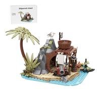 LootPop Pirate Island Building Block Set, MOC-195694 Building Kit, Tropical Pirate Survival Island, Wine Bottles, Flag and Island Decor, 273-Piece Creative Gift for Adults and Teenagers