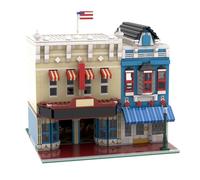 LootPop Street View Block Kit, MOC-220451 USA Deluxe Main Street Cinema Building Blocks Set, Modular Construction Kit Model in American Retro Style for Adults (2186 Pieces)