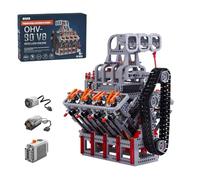 LootPop V8 Engine with Overhead Valve Block, OHV 5.0L 4-Stroke Mechanical Compressor Ignition, High Speed Engine Building Kit, Working DIY Models for Adults (2170 Pieces)