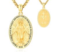 LOOVE 925 Sterling Silver Saint Michael/Saint Christopher/Virgin Mary Patron Saint Amulet Jewelry Necklace for Men Women, Sterling Silver, No Gemstone