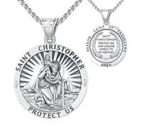 LOOVE Protective Medal Amulet Necklace, 925 Sterling Silver Protective Jewelry for Men Women with 20" 22"+2" Rolo Chain, Sterling Silver, No Gemstone