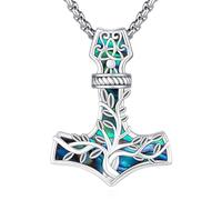 LOOVE Sterling Silver Tree of Life Pendant Necklace Oval Family Tree Abalone Shell Moonstone Pendant Mother's Day Necklace for Mother Tree of Life Jewelry, Sterling Silver, Abalone Shell