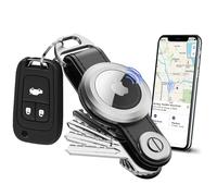 Loovike.com Compact Key Holder For Airtag - Airtag Keychain Holder| Airtag Key Organizer | Airtag Holder Keychain Leather, Key Organizer With Airtag For Attach Car Key, Black
