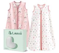 Looxii Baby Sleeping Bag 0.5 TOG 100% Cotton 2 Pack Soft Newborn Sleepsack Unisex Baby Wearable Blanket for Boys and Girls 12-18 Months - Pink & Star