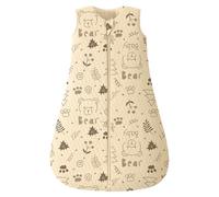 Looxii Baby Sleeping Bag 2.5 TOG 100% Cotton Winter Toddler Sleep Sack Baby Wearable Blanket for Boys and Girls 18-24 Months Black Bear Apricot