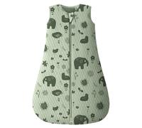 Looxii Baby Sleeping Bag 2.5 TOG 100% Cotton Winter Toddler Sleep Sack Baby Wearable Blanket for Boys and Girls 12-18 Months Elephant Green